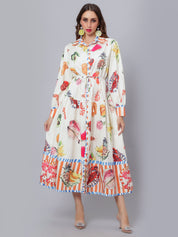 Tropical Fruit Printed Midi Dress