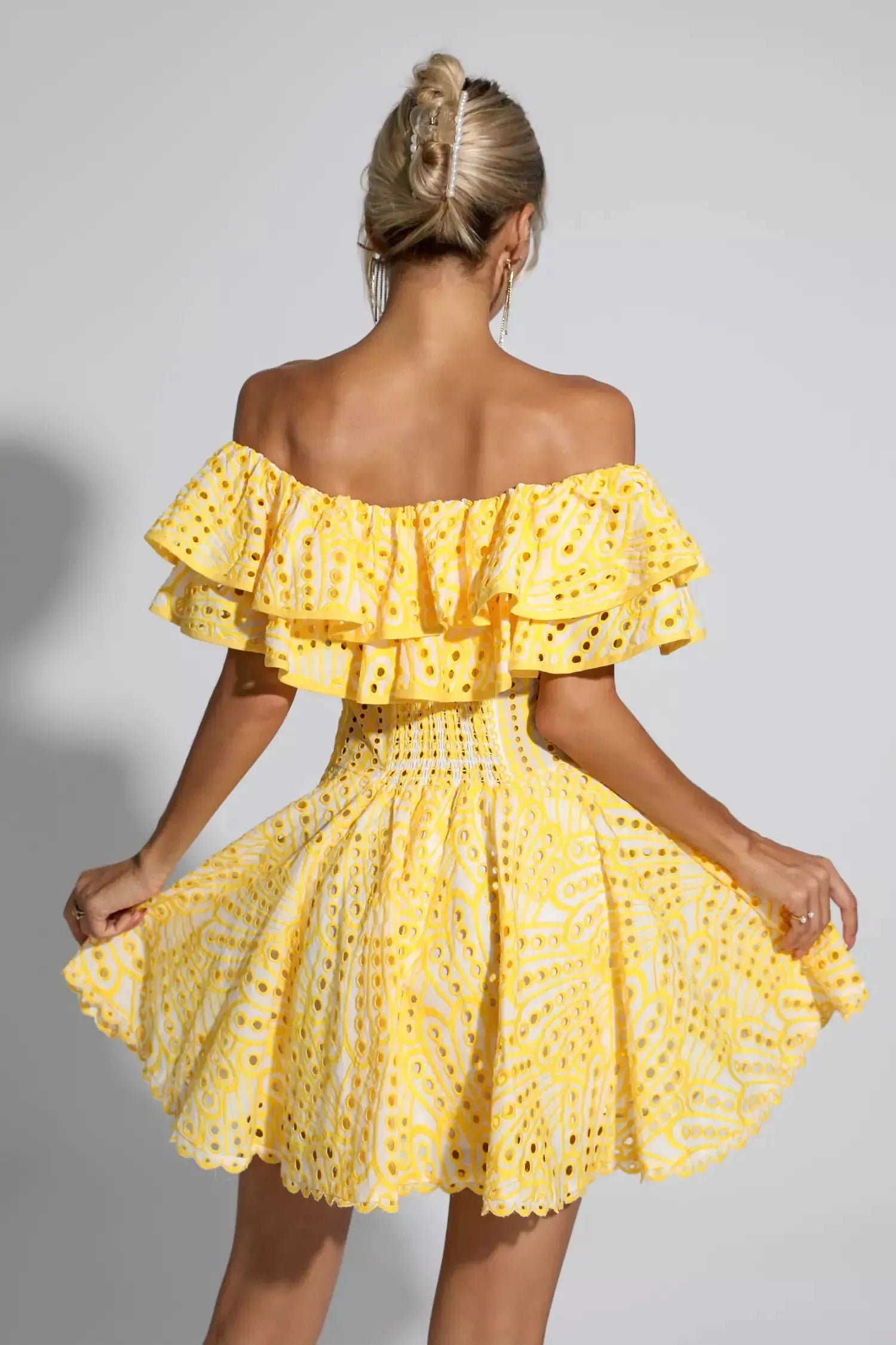Cutout Ruffle Mini Dress