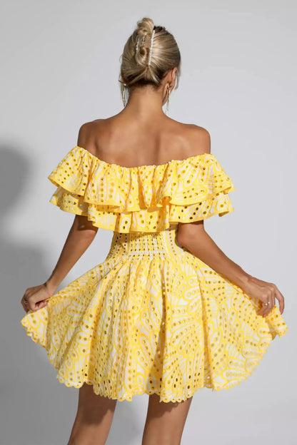 Cutout Ruffle Mini Dress