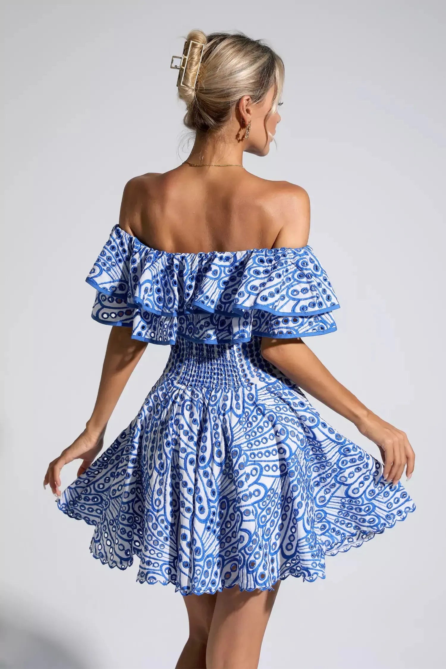 Cutout Ruffle Mini Dress