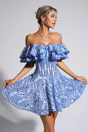Cutout Ruffle Mini Dress