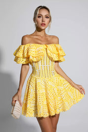 Cutout Ruffle Mini Dress