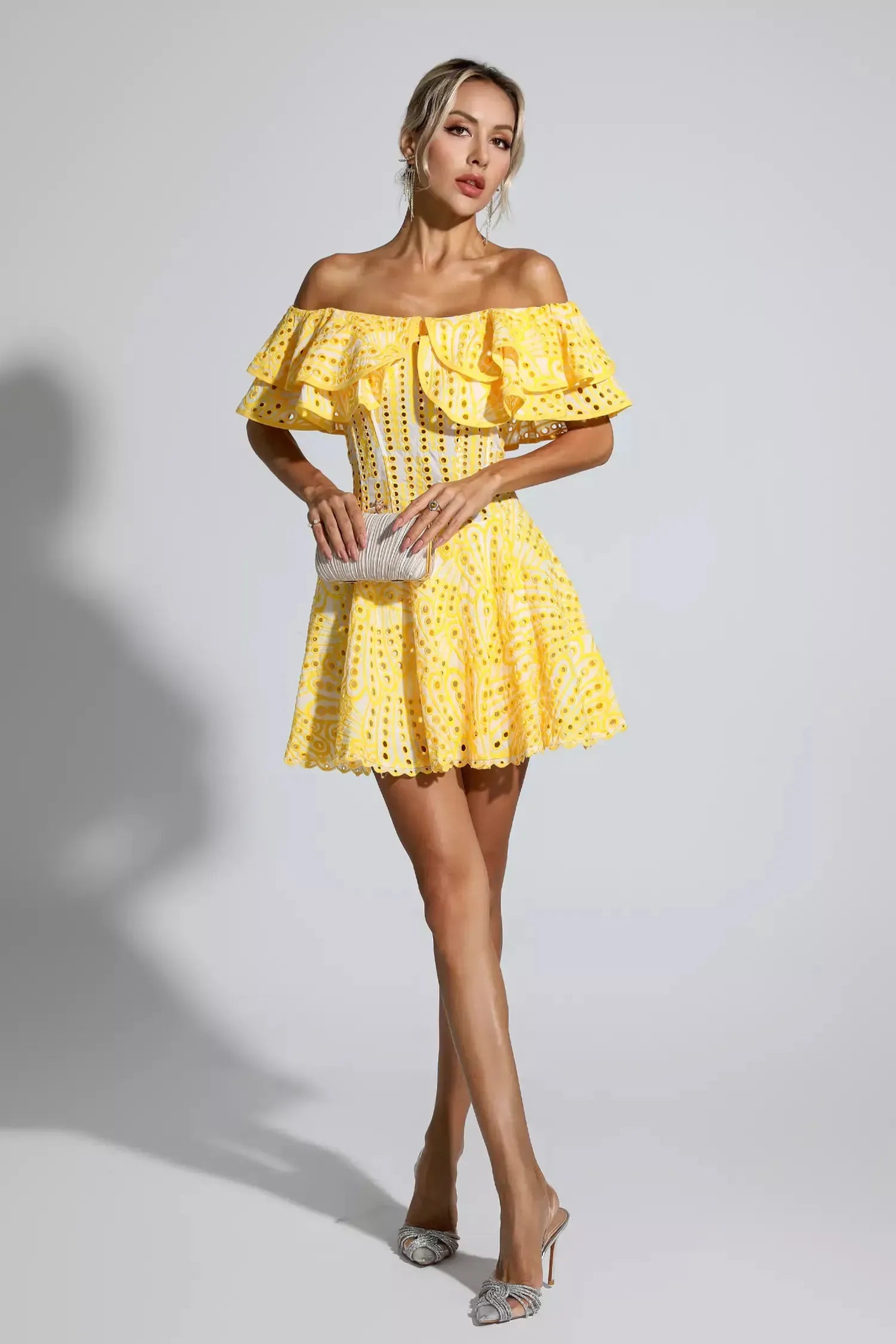 Cutout Ruffle Mini Dress