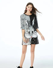Bunny Colorblock Sequence Dress