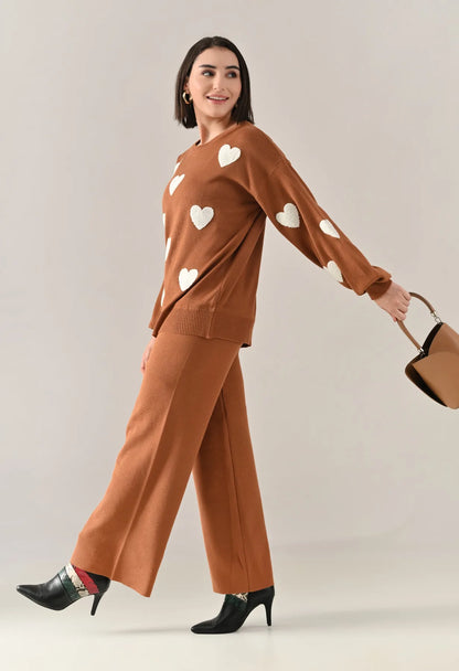 Heart Knitted Two Piece Set