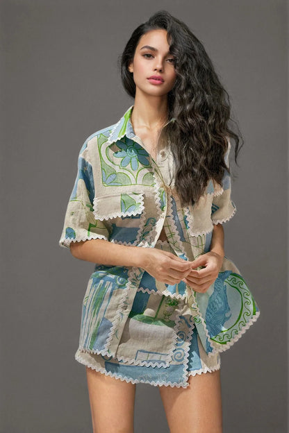 Tropical Printed Two Piece Set