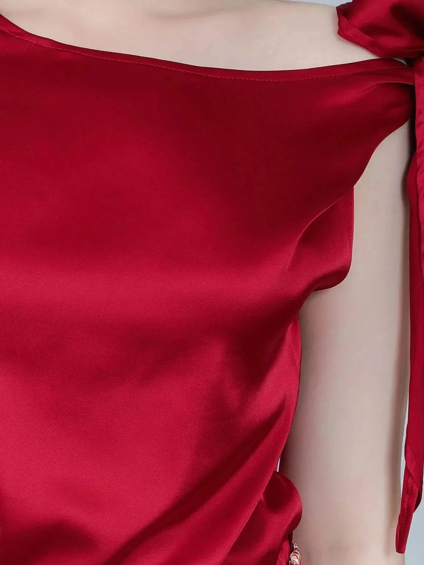 Tie Shoulder Satin Blouse