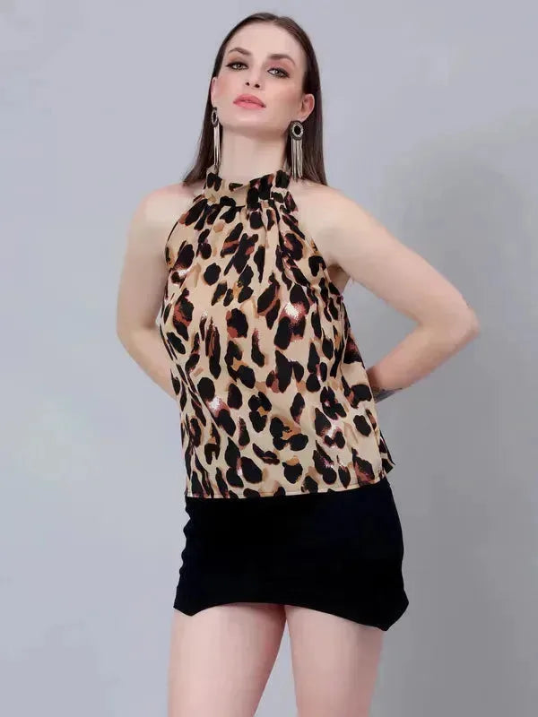 Leopard Print Halter Blouse