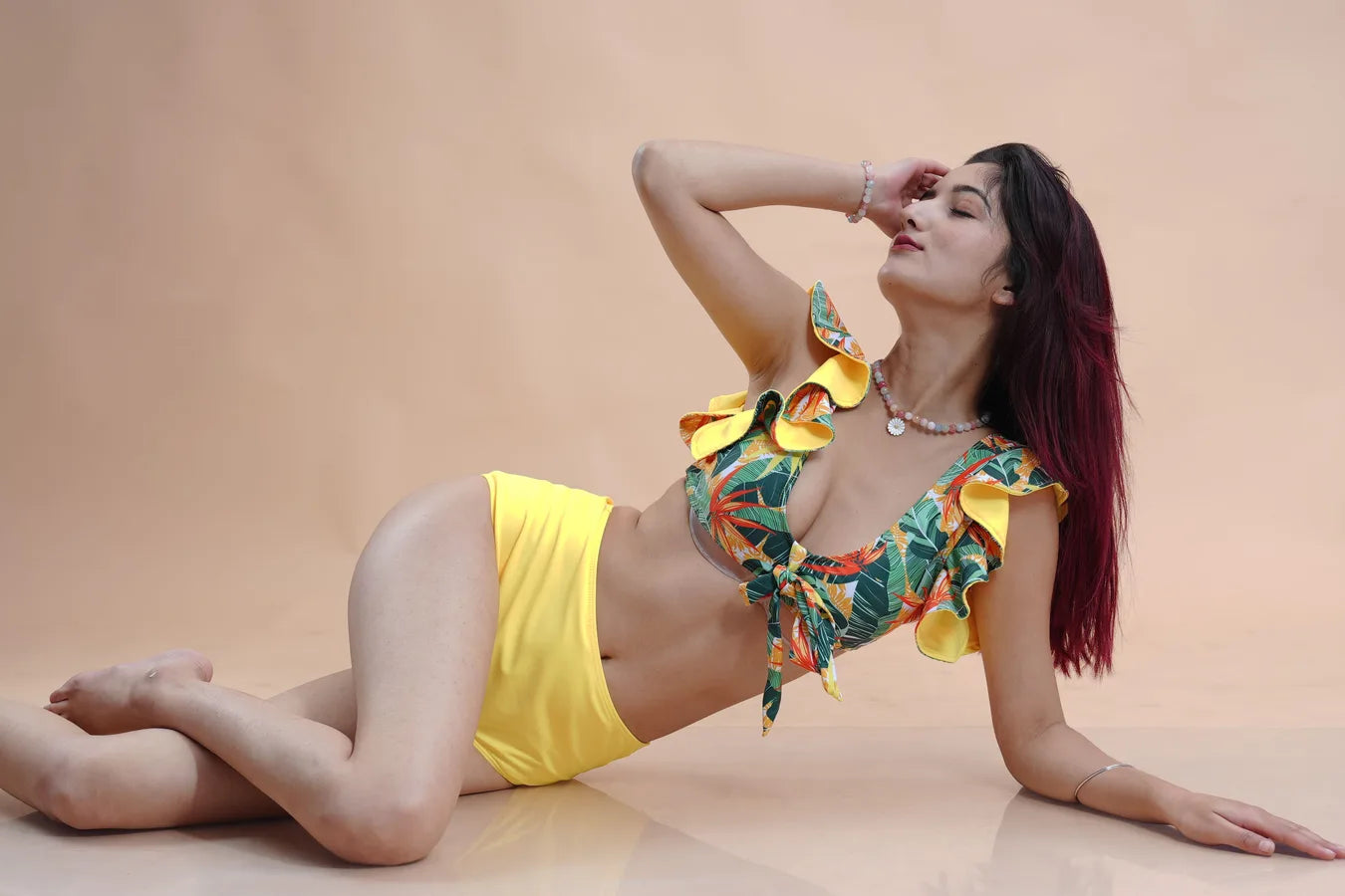 Plunge Tie-Knot Floral Bikini