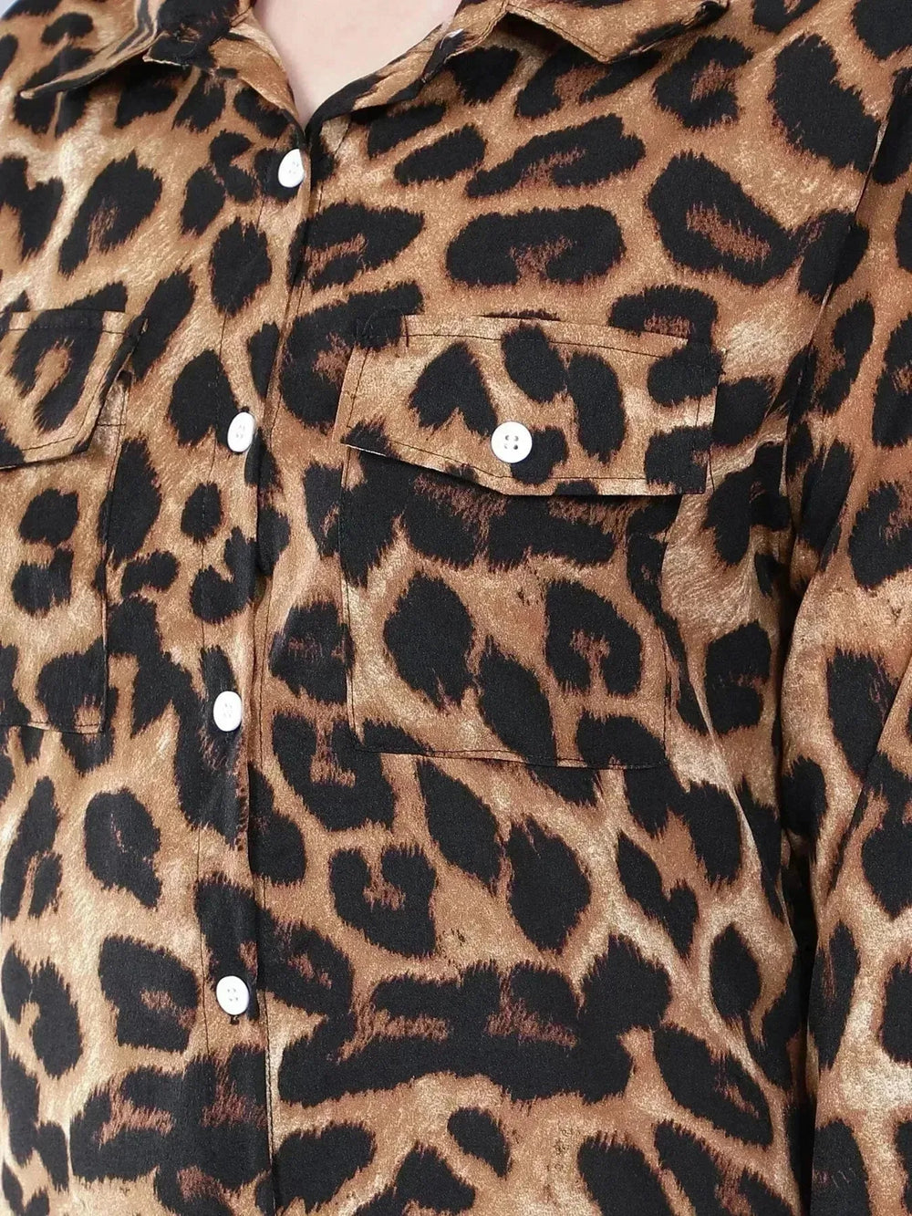 Leopard Print Long Shirt Dress