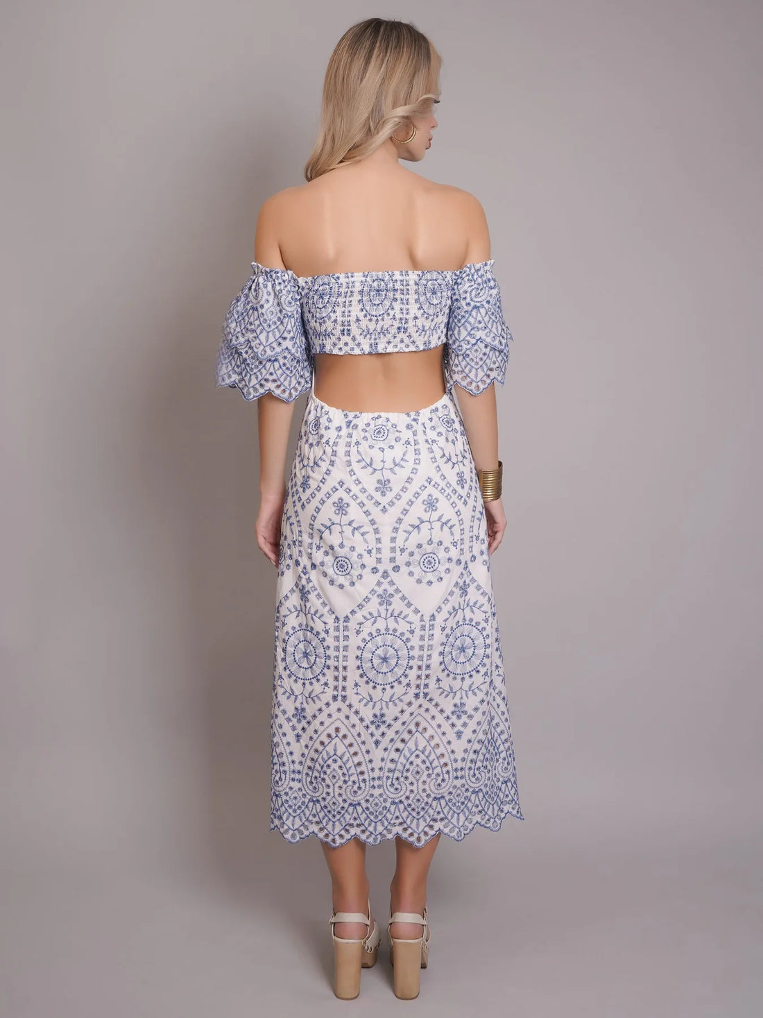 Off-Shoulder Embroidered Dress