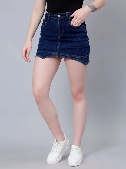 Asymmetrical Denim Mini Skirt