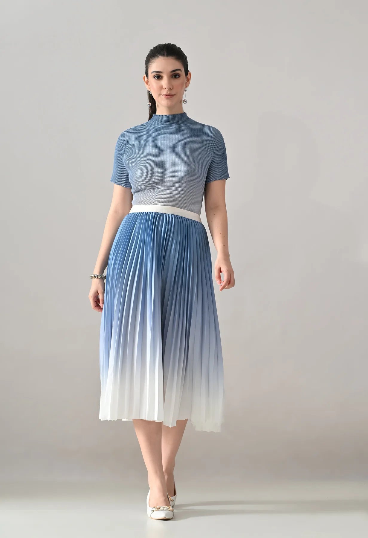 Ombre Pleated Two-Piece Set