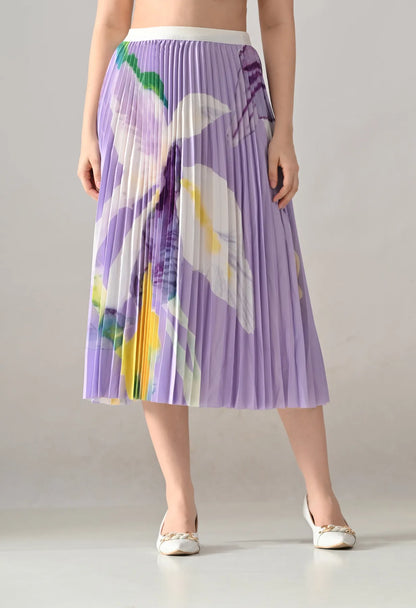 Chromatic Printed Pleated Two Piece Set