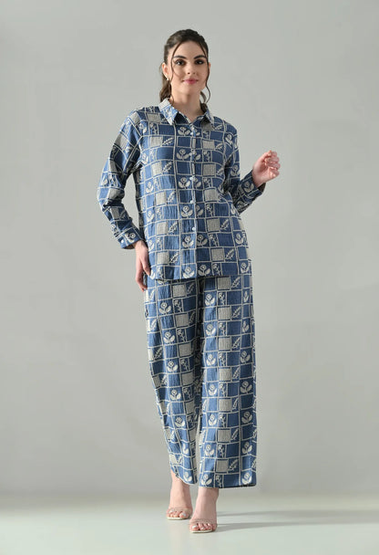 Floral Cube Embroidered Co-ord Set