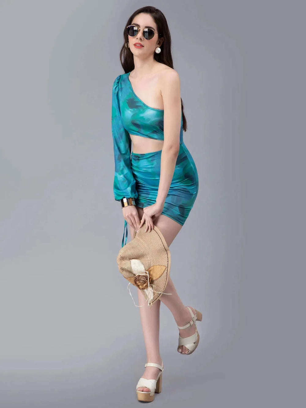 Smudge Camo Print Cutout Bodycon Dress
