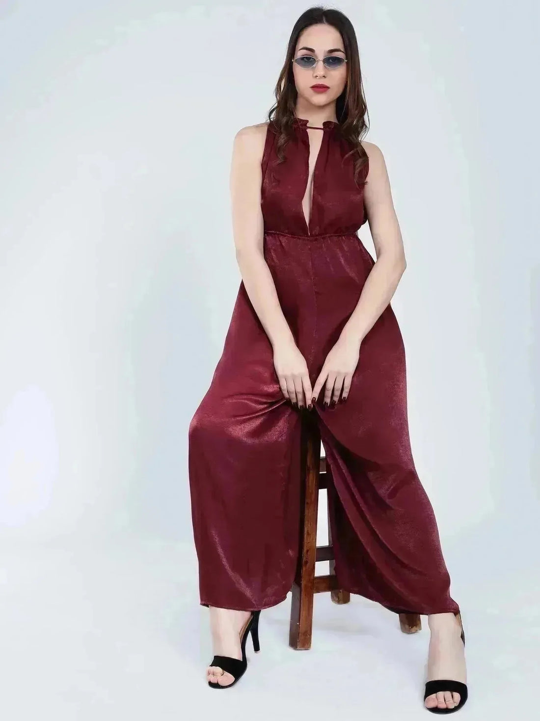 Vintage Style Plain Jumpsuit