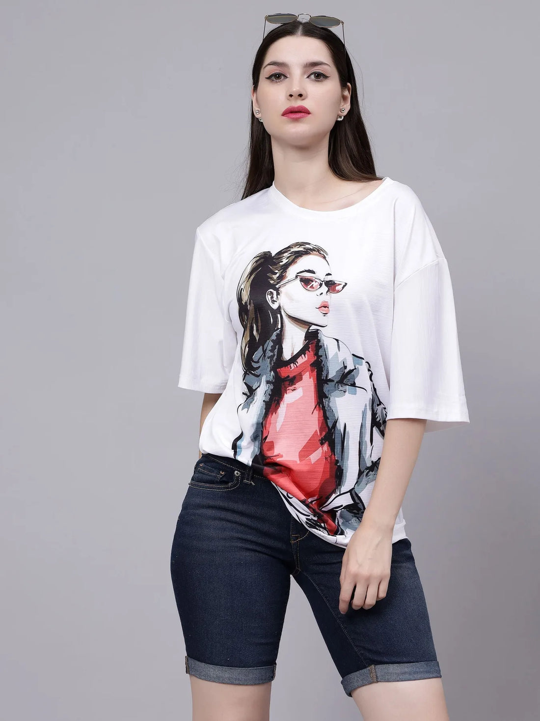 Stylish Girl Graphic Oversized T- Shirt