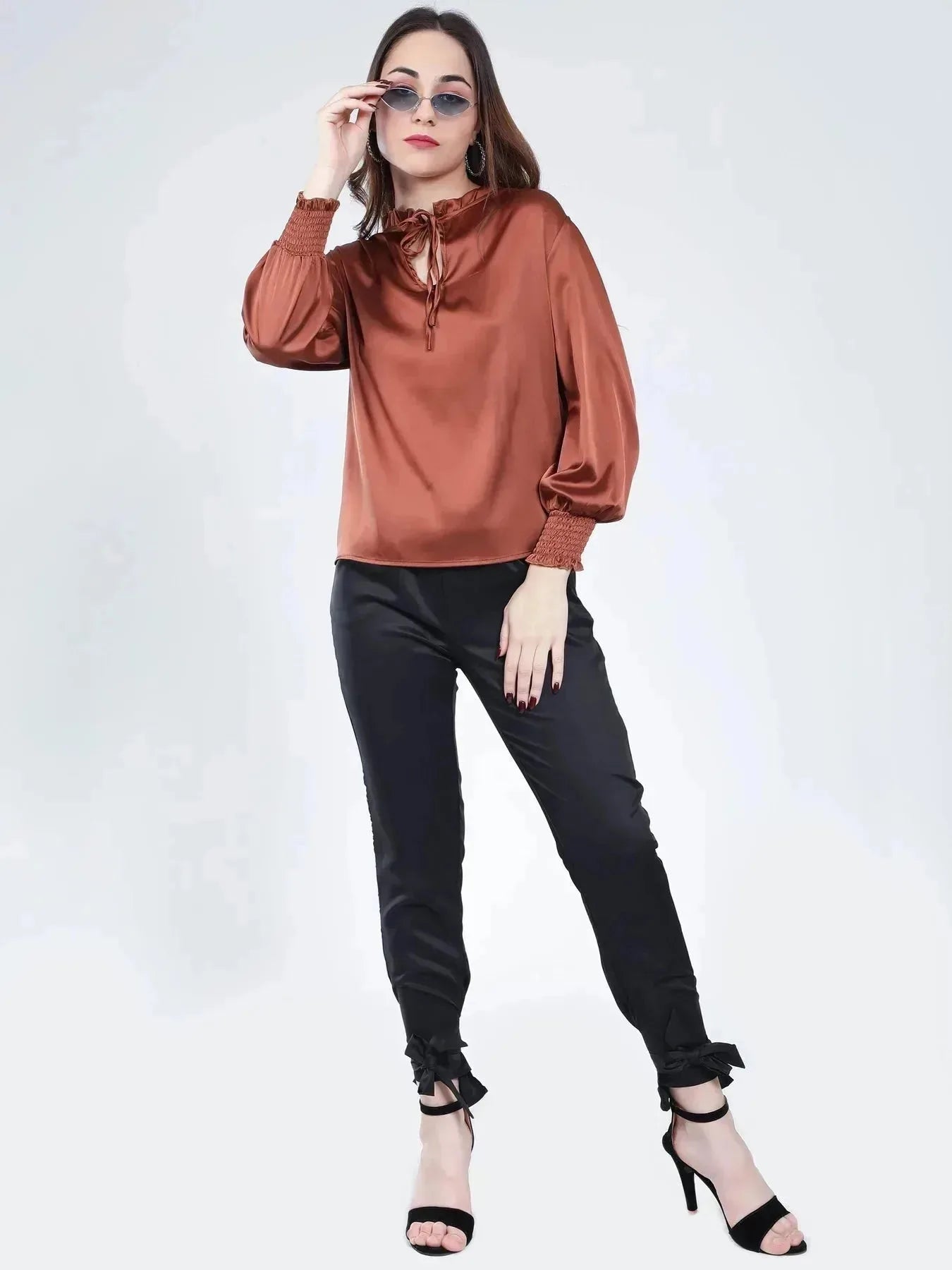 Tie Neck Satin Top