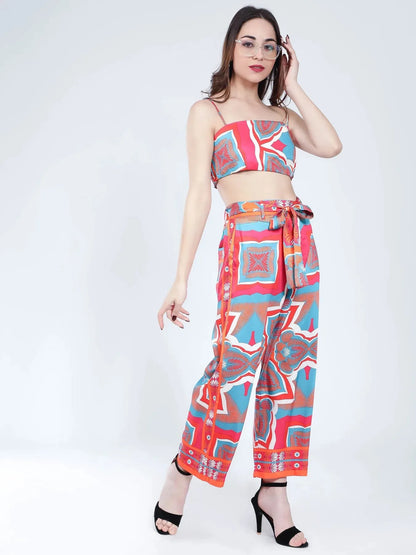 Tropical Printed Kimono Three-Piece Set