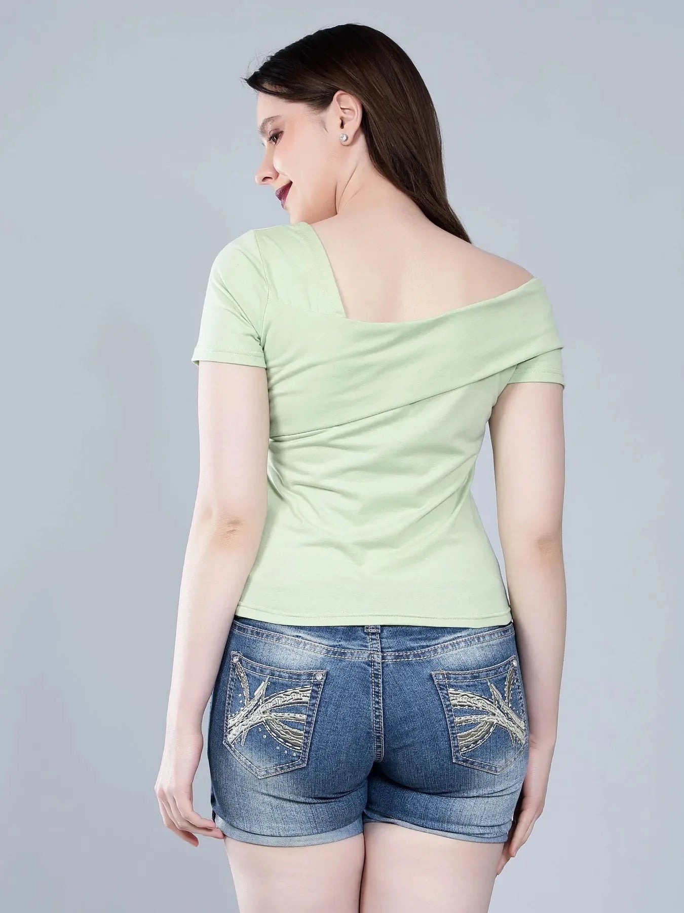 Asymmetric Neck T-Shirt