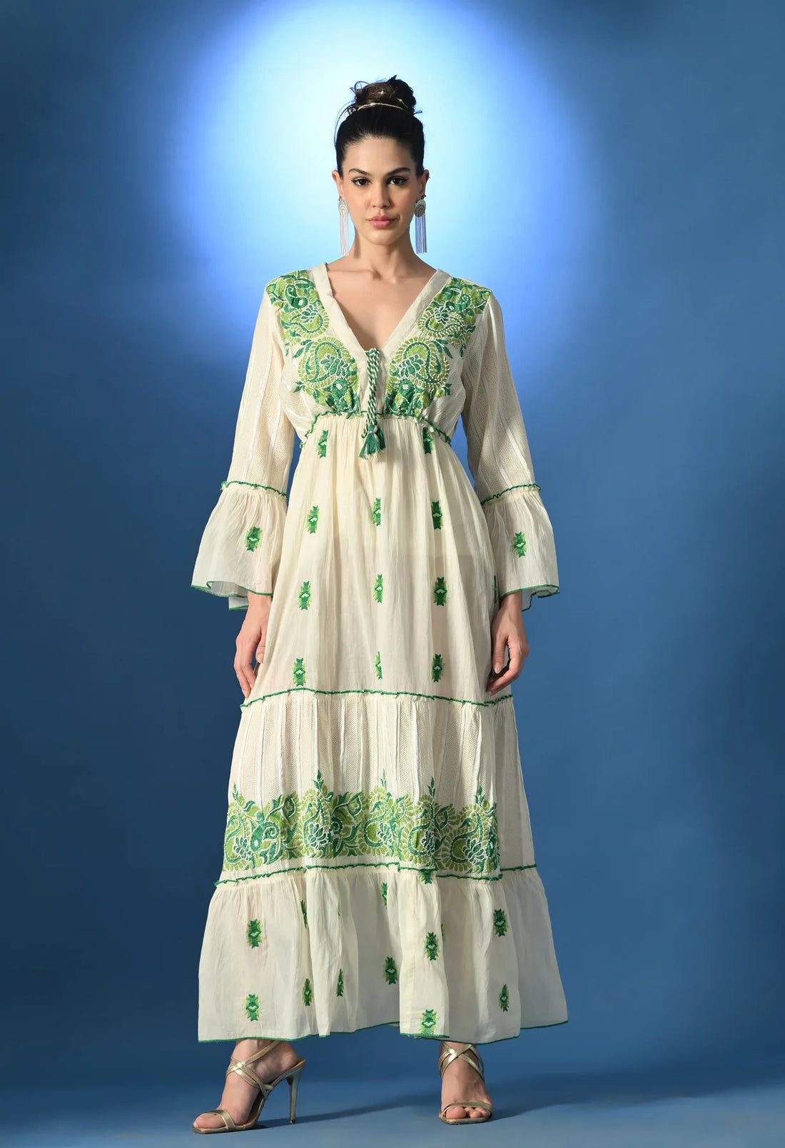 Aurora Jacquard Green Maxi Dress