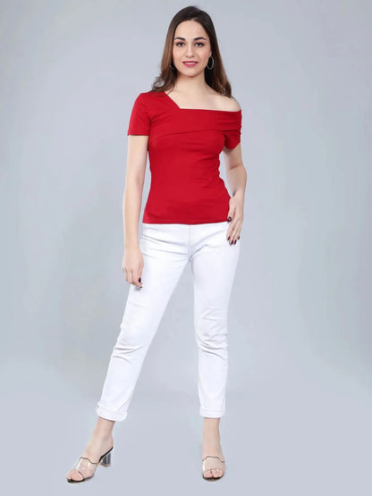 Asymmetric Neck T-Shirt