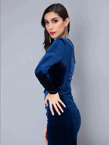 Slit Velvet Cocktail Dress