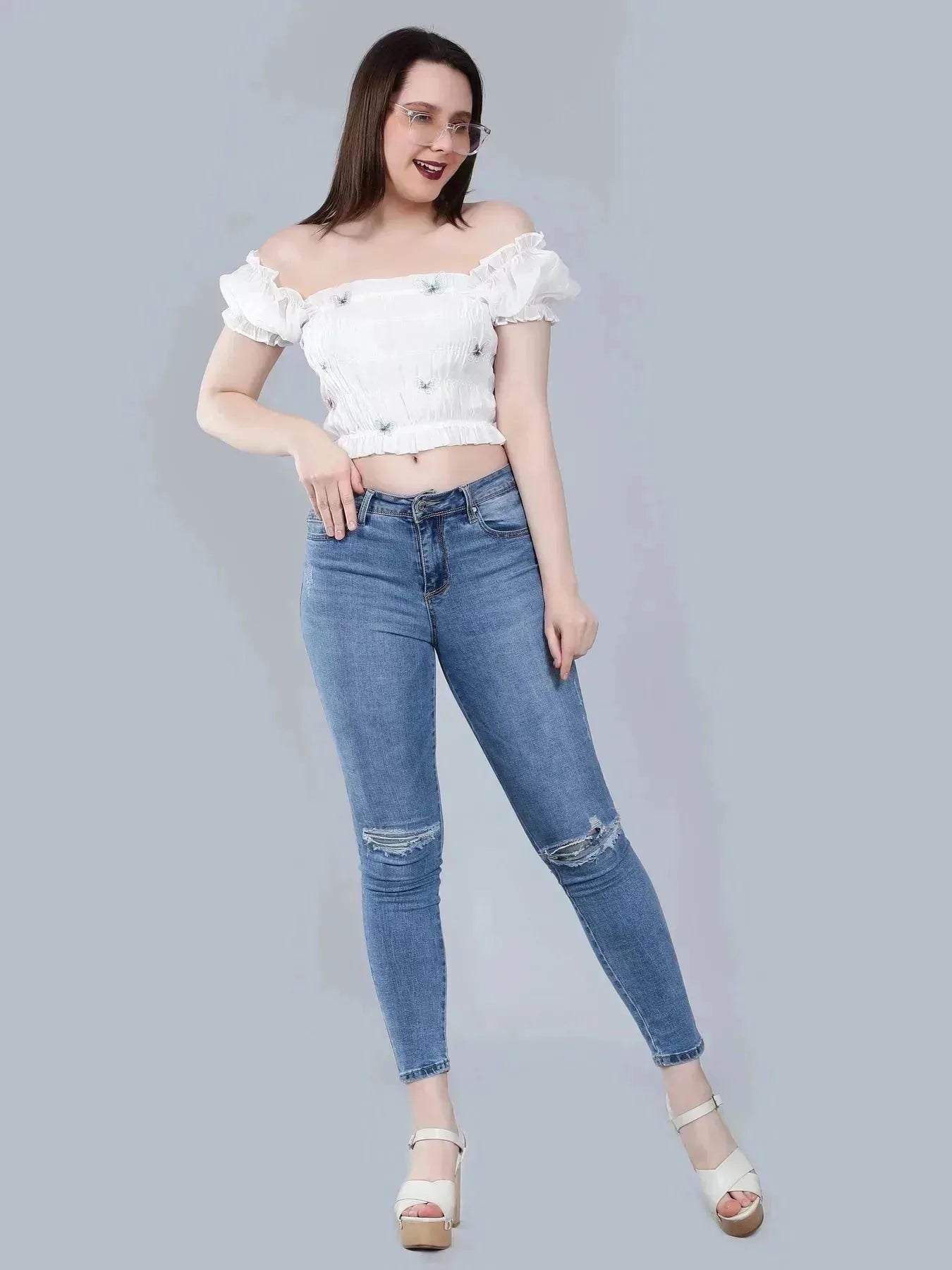 Puff Shoulder Smocked Top