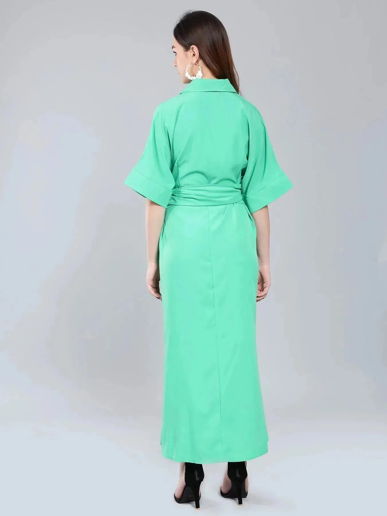 Cinched Waist Belted Shirt Dress