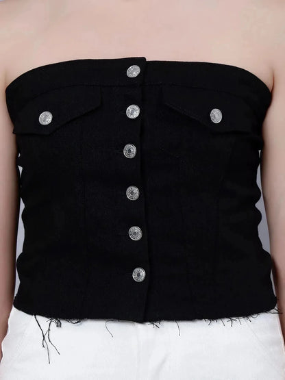 Denim Corset Crop Top