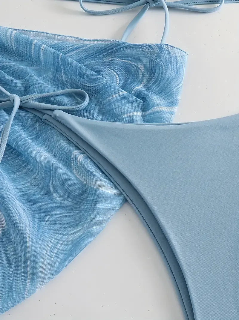 Swirl Bikini Three Piece Swimsuit