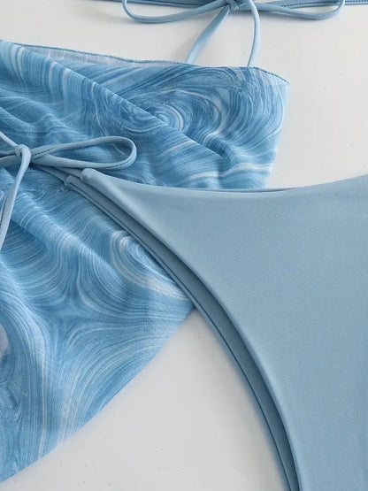 Swirl Bikini Three Piece Swimsuit