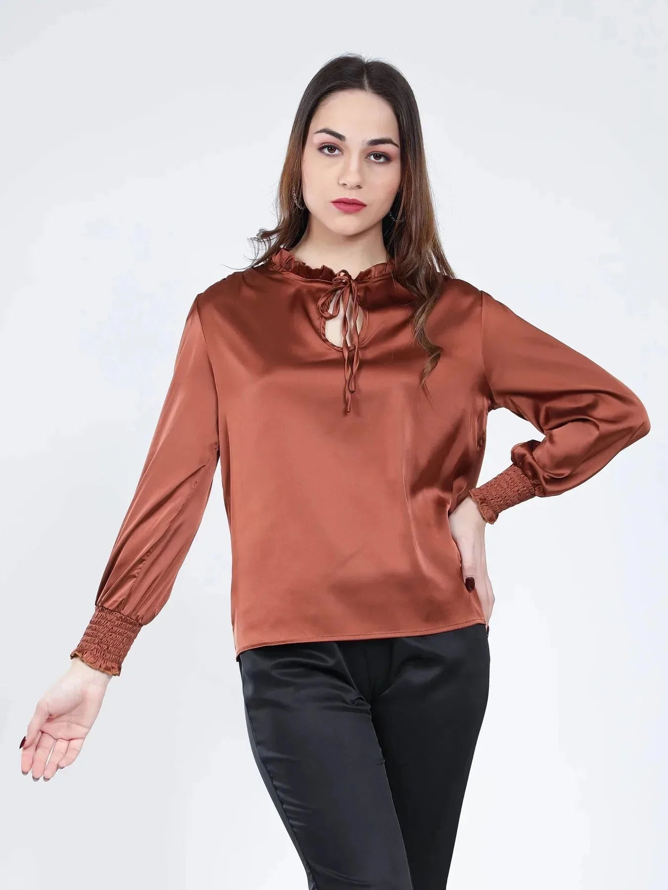 Tie Neck Satin Top