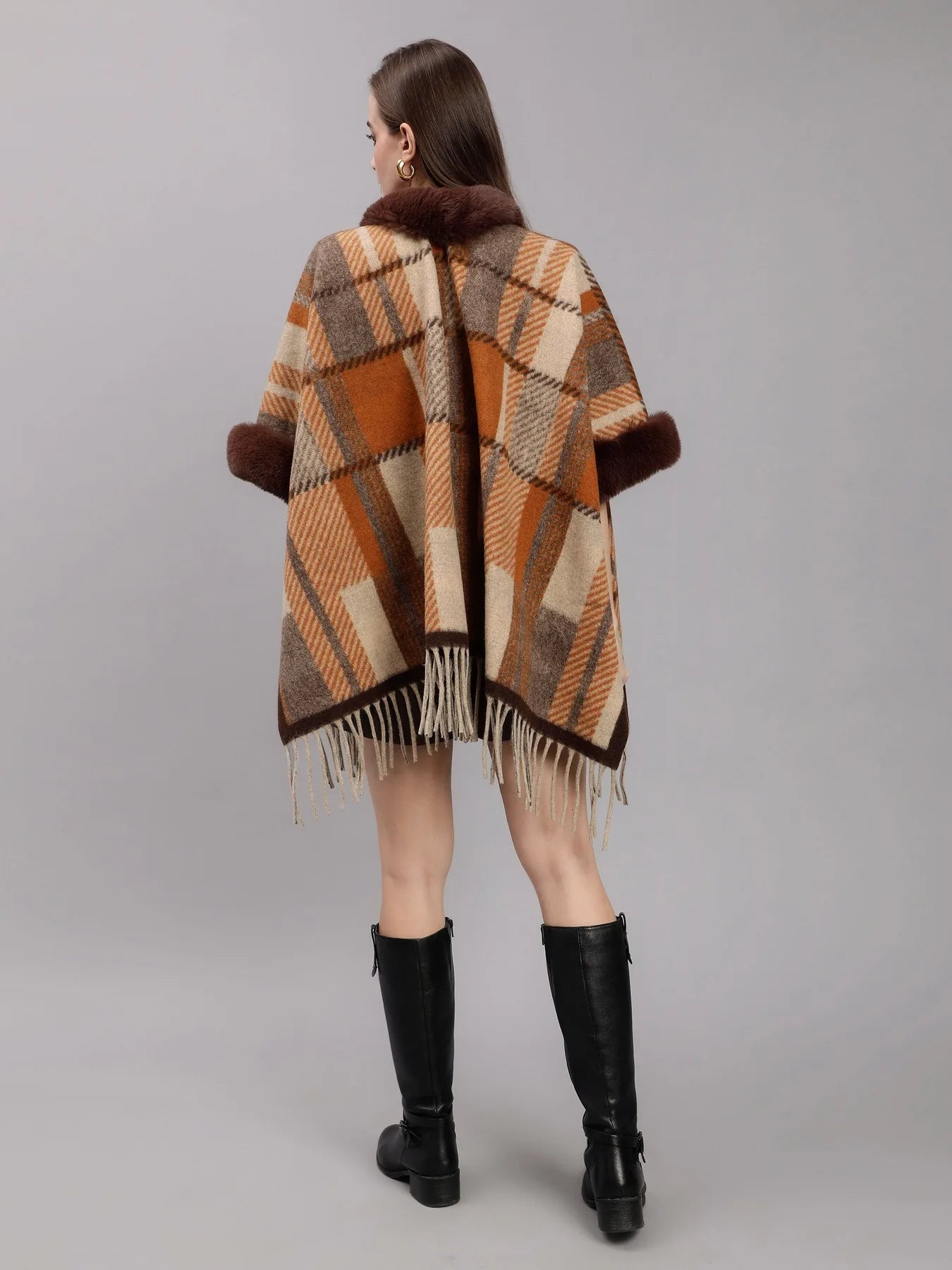 Poncho Plaid Woolen Cape