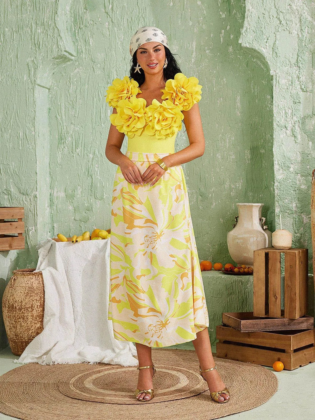 Flower Monokini With Skirt