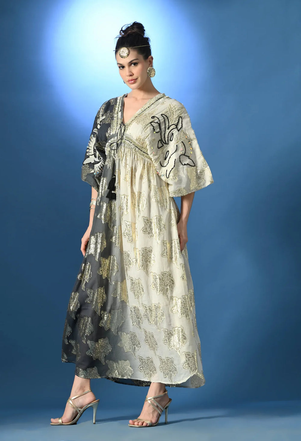 Dual tone Jacquard Maxi  Dress