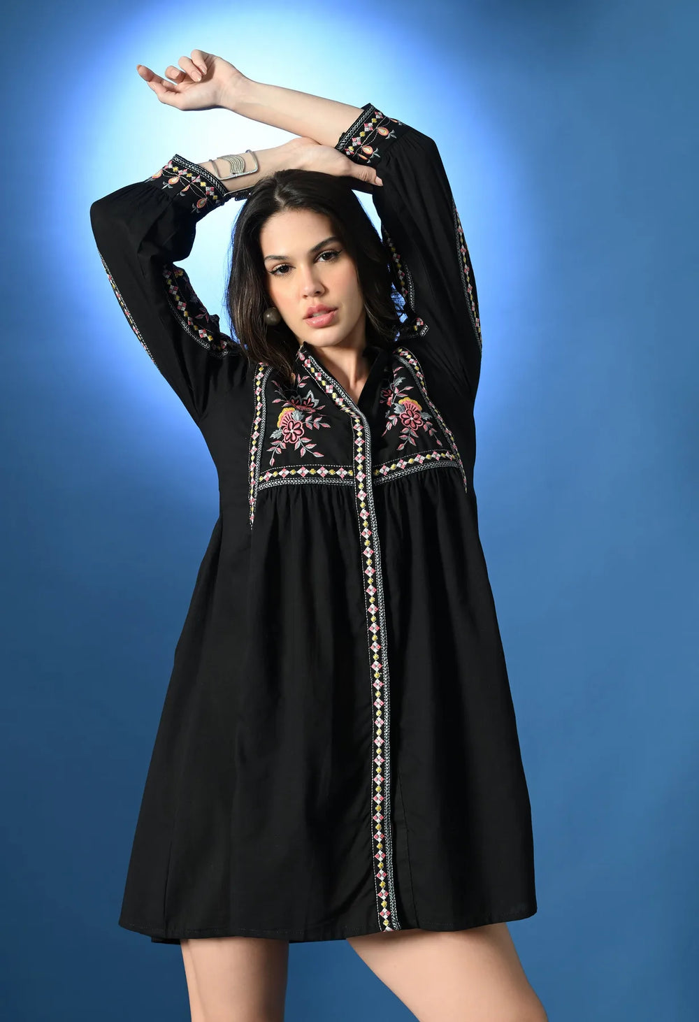Shellora Embroidered Short Dress