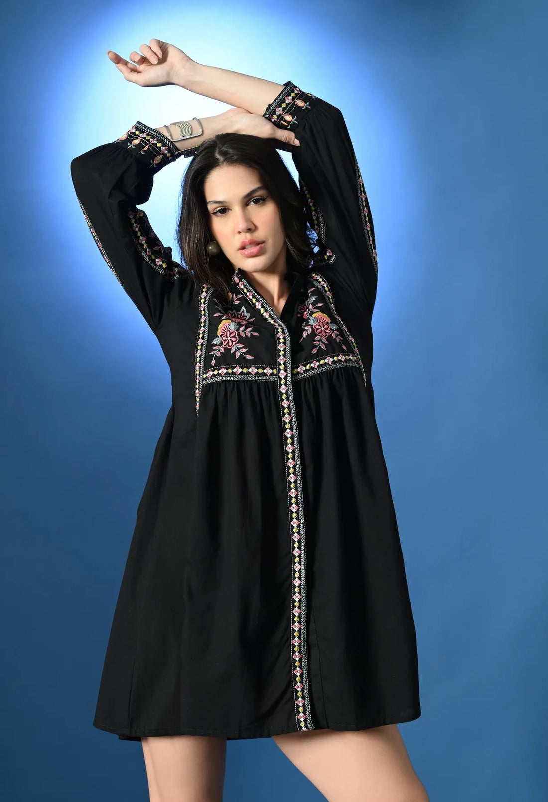 Shellora Embroidered Short Dress