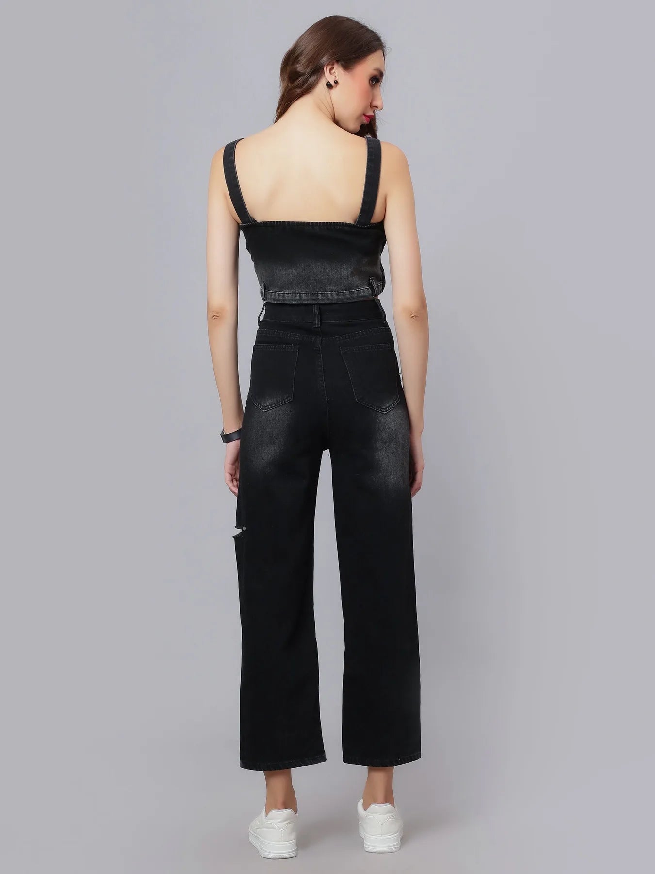 Denim Crop Pant Set