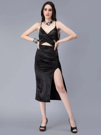 Cross Front Satin Dress