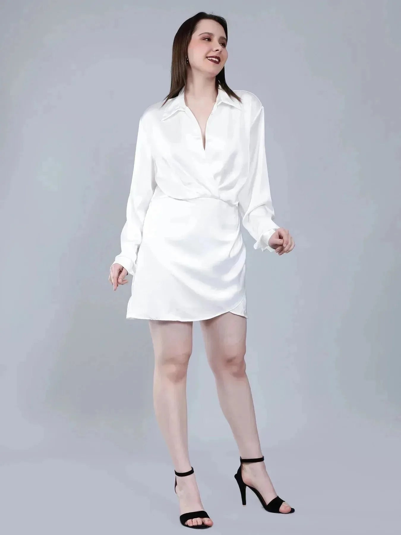 Satin Wrap Short Dress