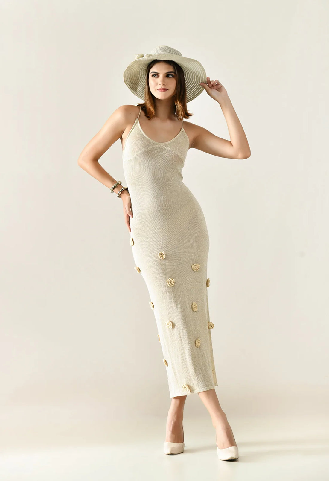 Rosette Crochet Maxi Dress