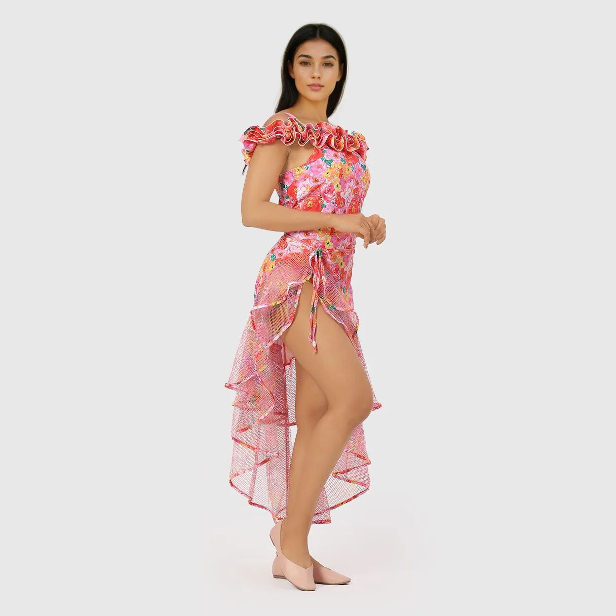 Ruffle Monokini With Sarong