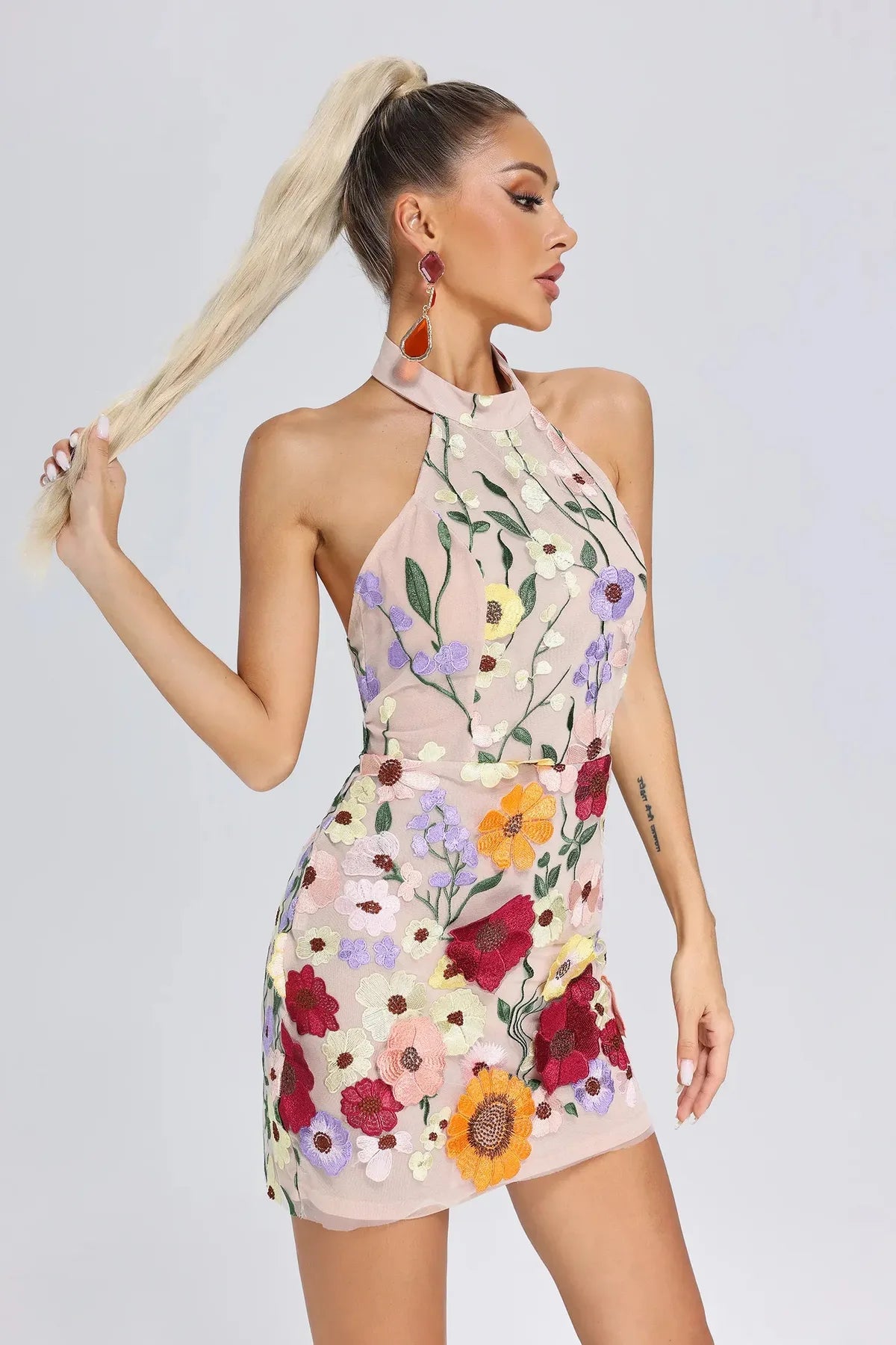 Mock Neck Short Dress