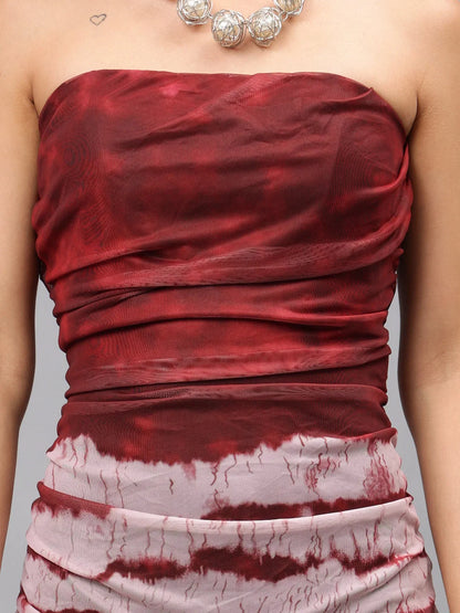 Tie Dye Printed Ruched Dress