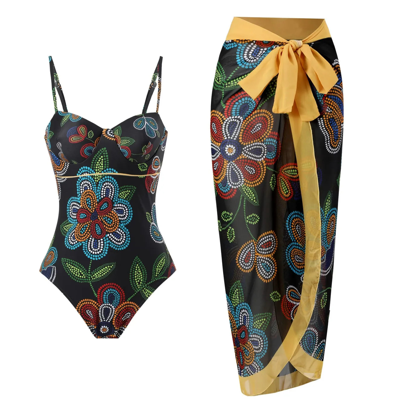 Printed Monokini With Sarong