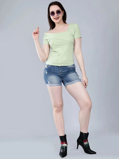 Asymmetric Neck T-Shirt