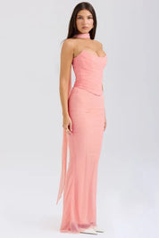 Draped Mesh Corset With Skirt Set
