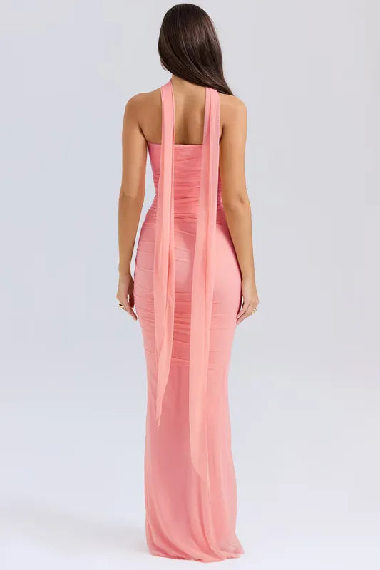 Draped Mesh Corset With Skirt Set